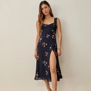 The Reformation Fulton Midi Dress - Navy Flower (Princess Margaret)